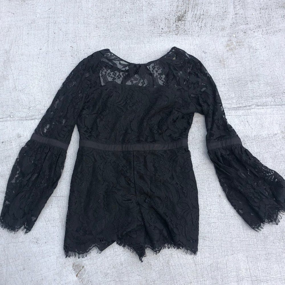 DO + BE Black Long-Sleeve Lace Rompert